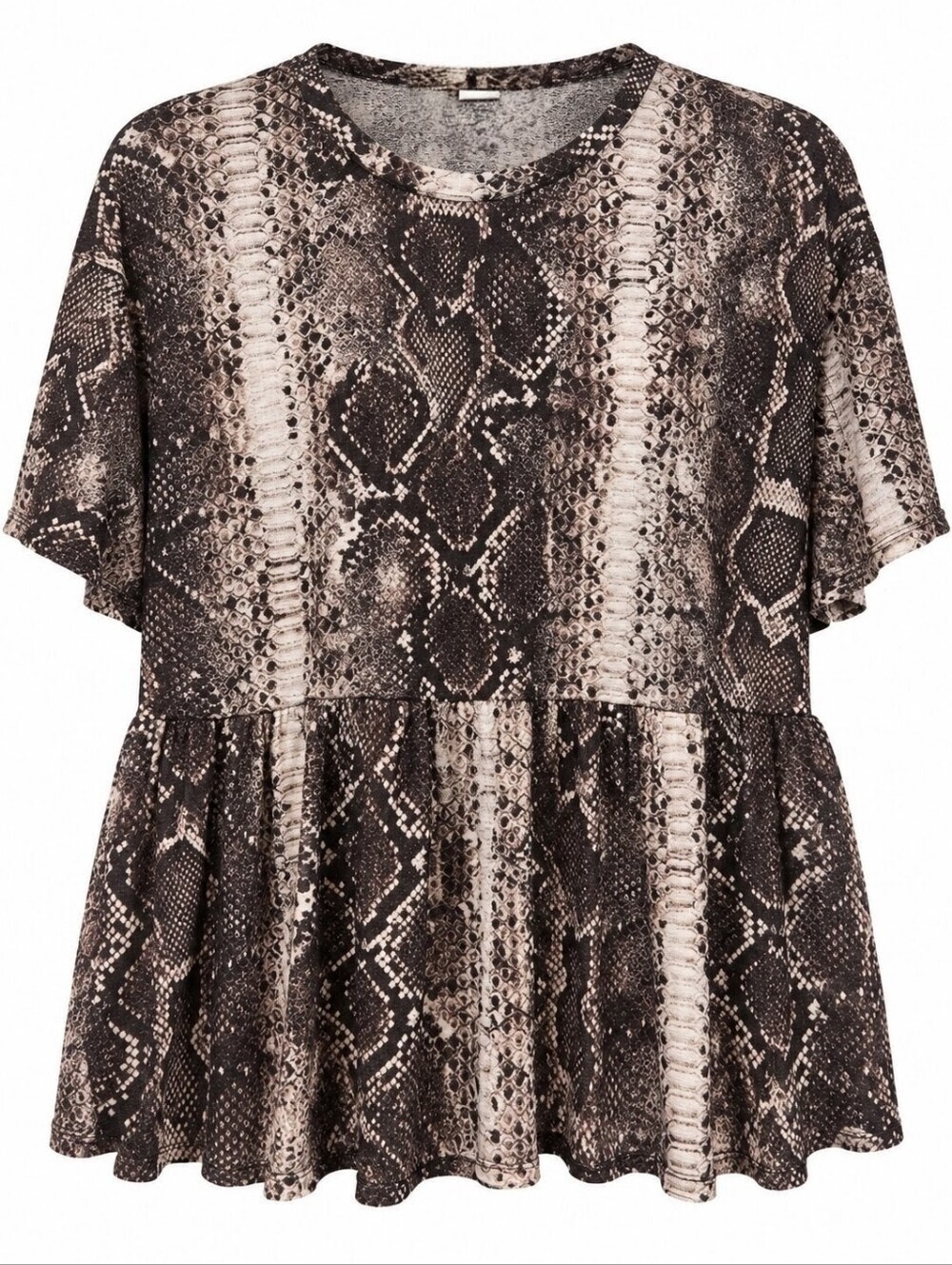 Zara Snake Print Babydoll Tunic Top Relaxed Peplum